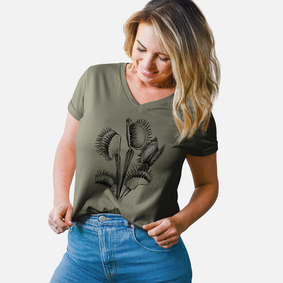 Venus Fly Trap - Dionaea muscipula - Women's Lightweight Relaxed Fit 100% Cotton V-neck