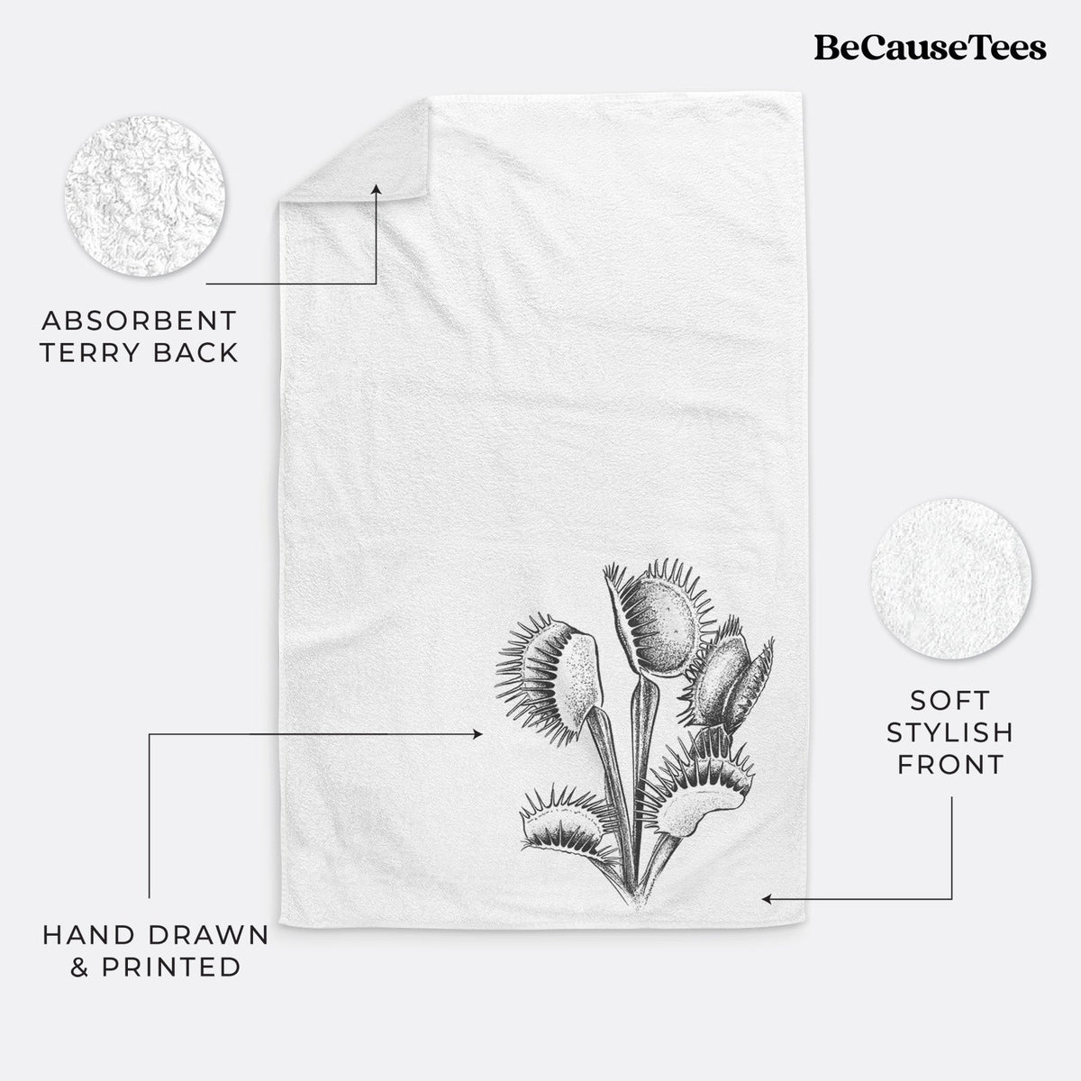 Venus Fly Trap - Dionaea muscipula Premium Decorative Hand Towel