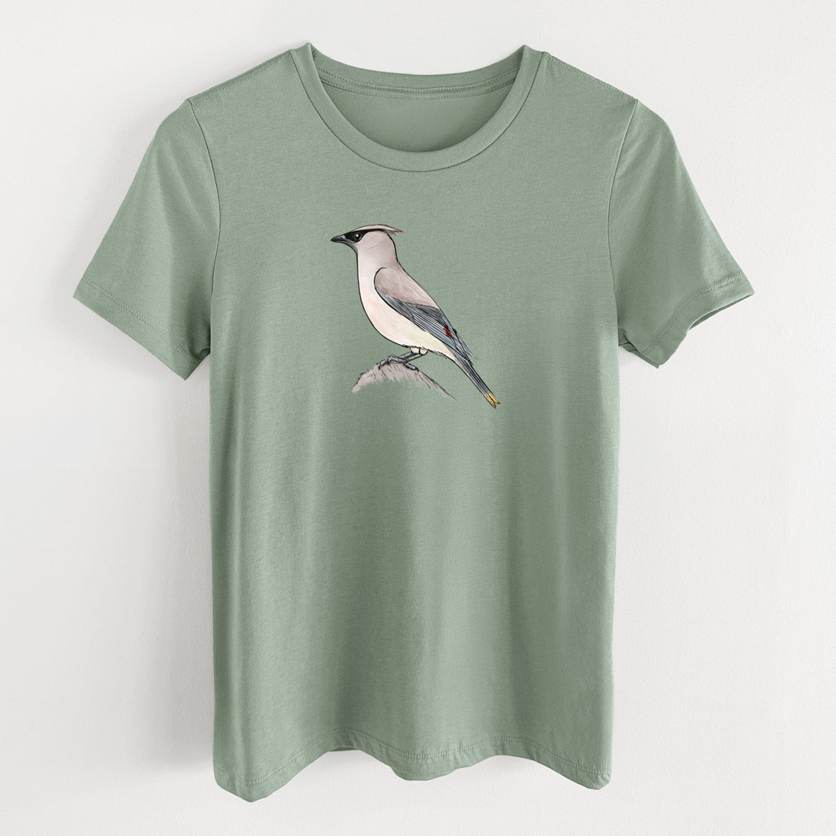Vibrant Cedar Waxwing - Bombycilla cedrorum - Women's Lightweight Relaxed Fit 100% Cotton Crewneck