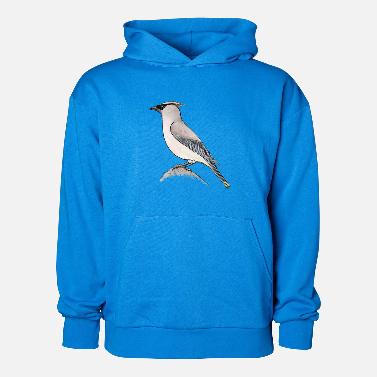 Vibrant Cedar Waxwing - Bombycilla cedrorum  - Statement Midweight Hoodie