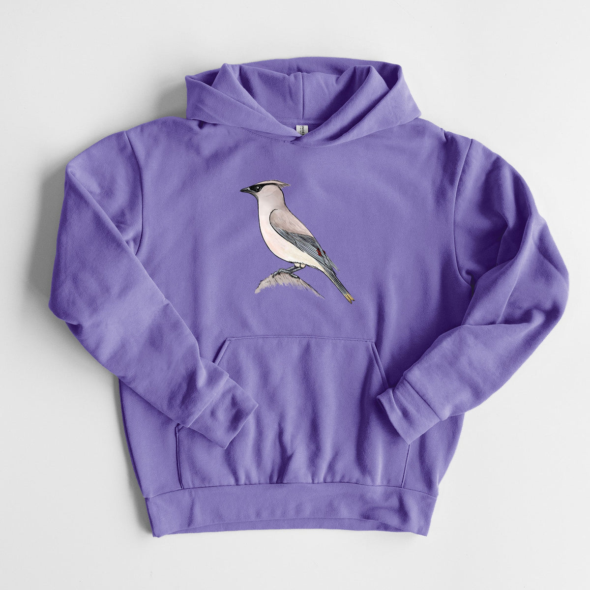 Vibrant Cedar Waxwing - Bombycilla cedrorum  - Statement Midweight Hoodie