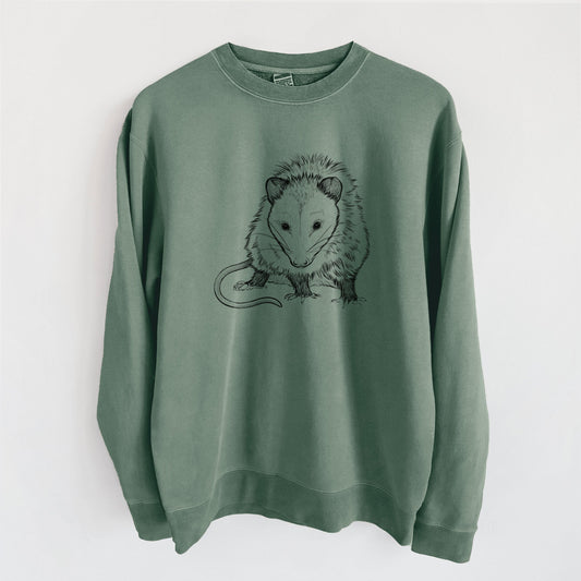 Virginia Opossum - Didelphis virginiana - Unisex Pigment Dyed Crew Sweatshirt