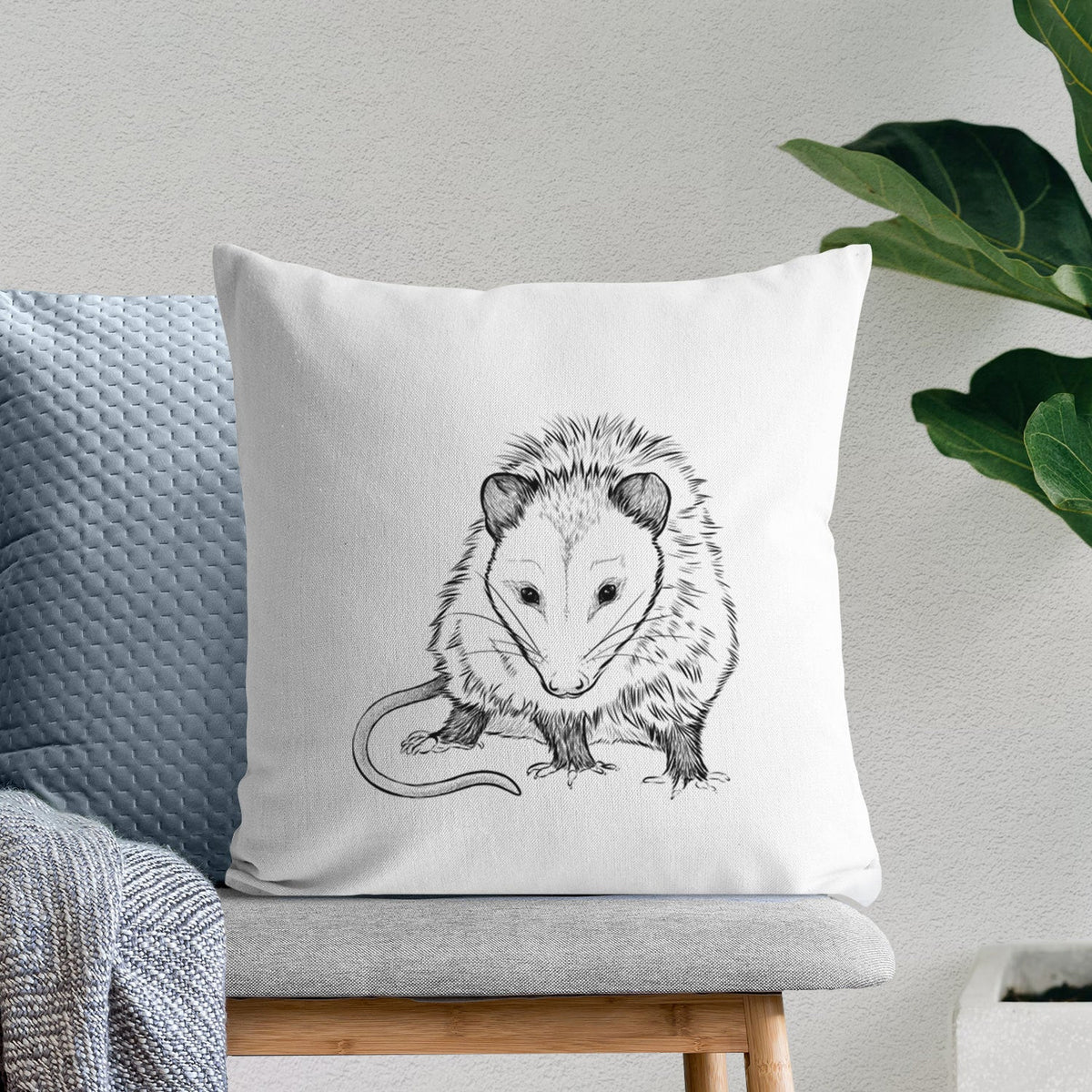 Virginia Opossum - Didelphis virginiana - Throw Pillow Cover