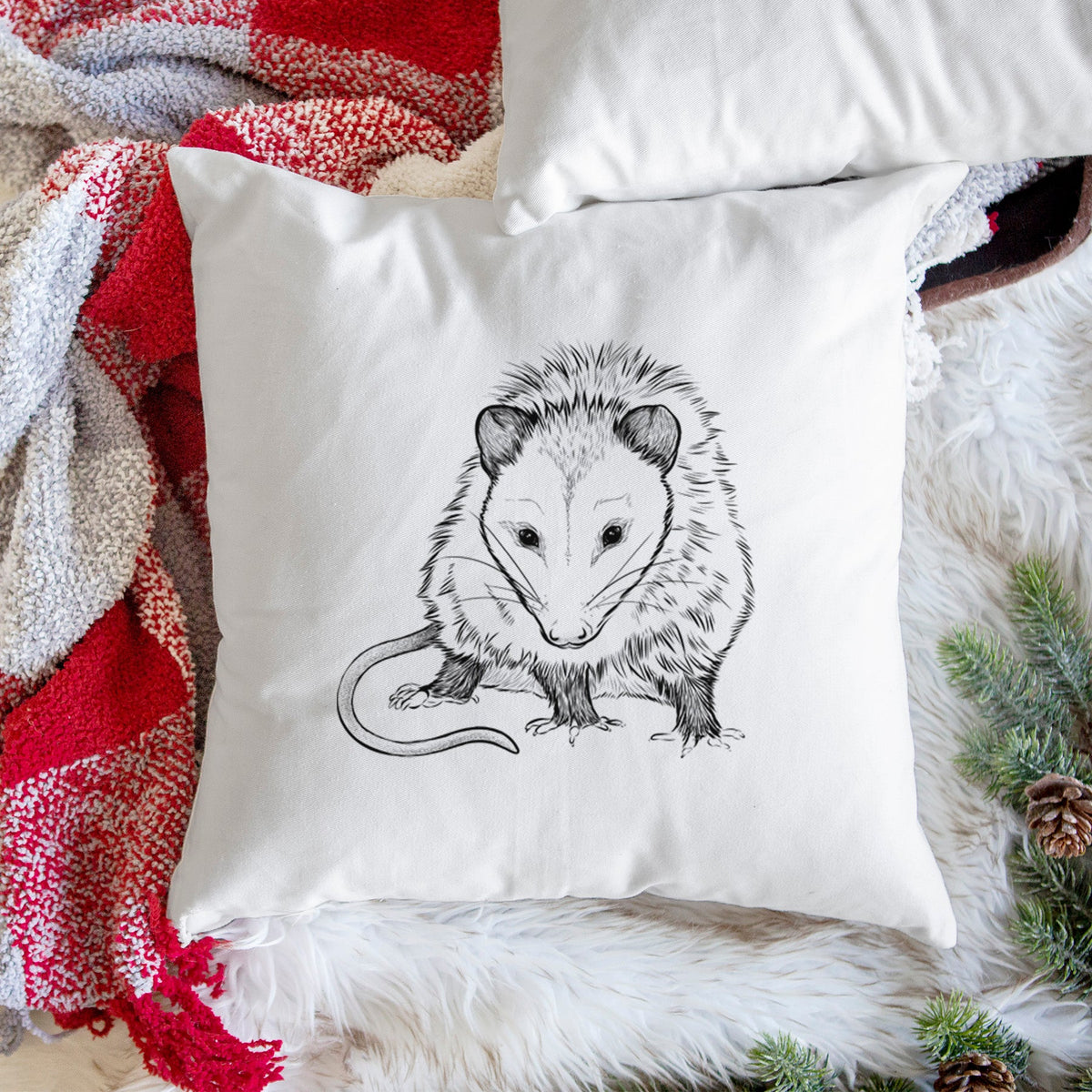Virginia Opossum - Didelphis virginiana - Throw Pillow Cover