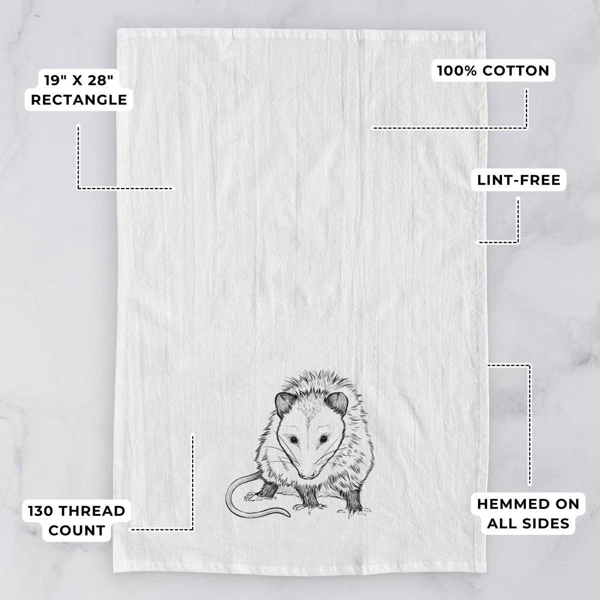 Virginia Opossum - Didelphis virginiana Tea Towel