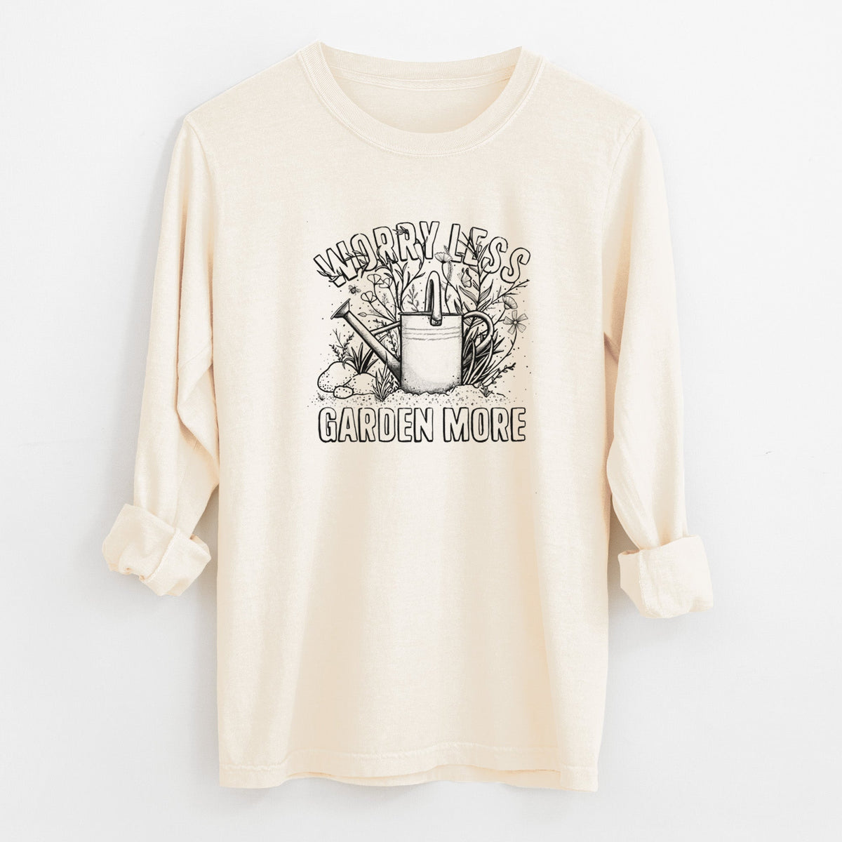 Worry Less — Garden More - Unisex Comfort Colors 100% Cotton Long Sleeve