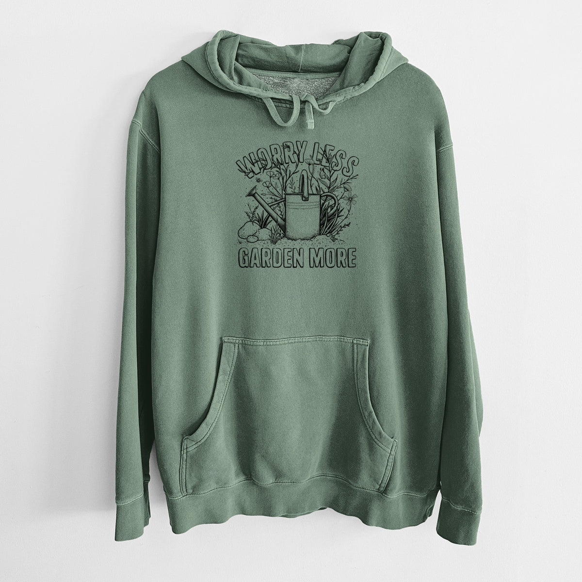 Worry Less — Garden More - Unisex Pigment Dyed Hoodie