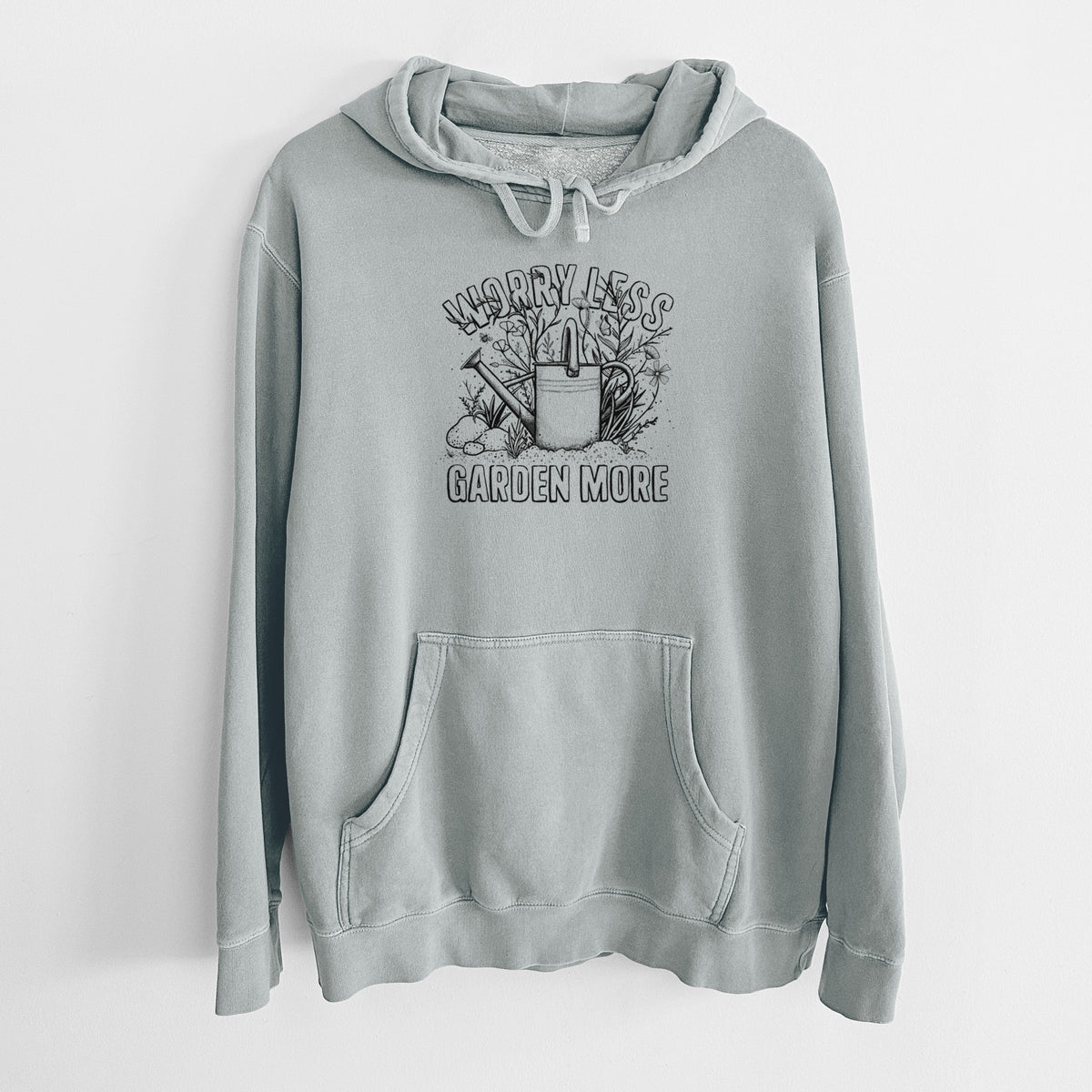 Worry Less — Garden More - Unisex Pigment Dyed Hoodie
