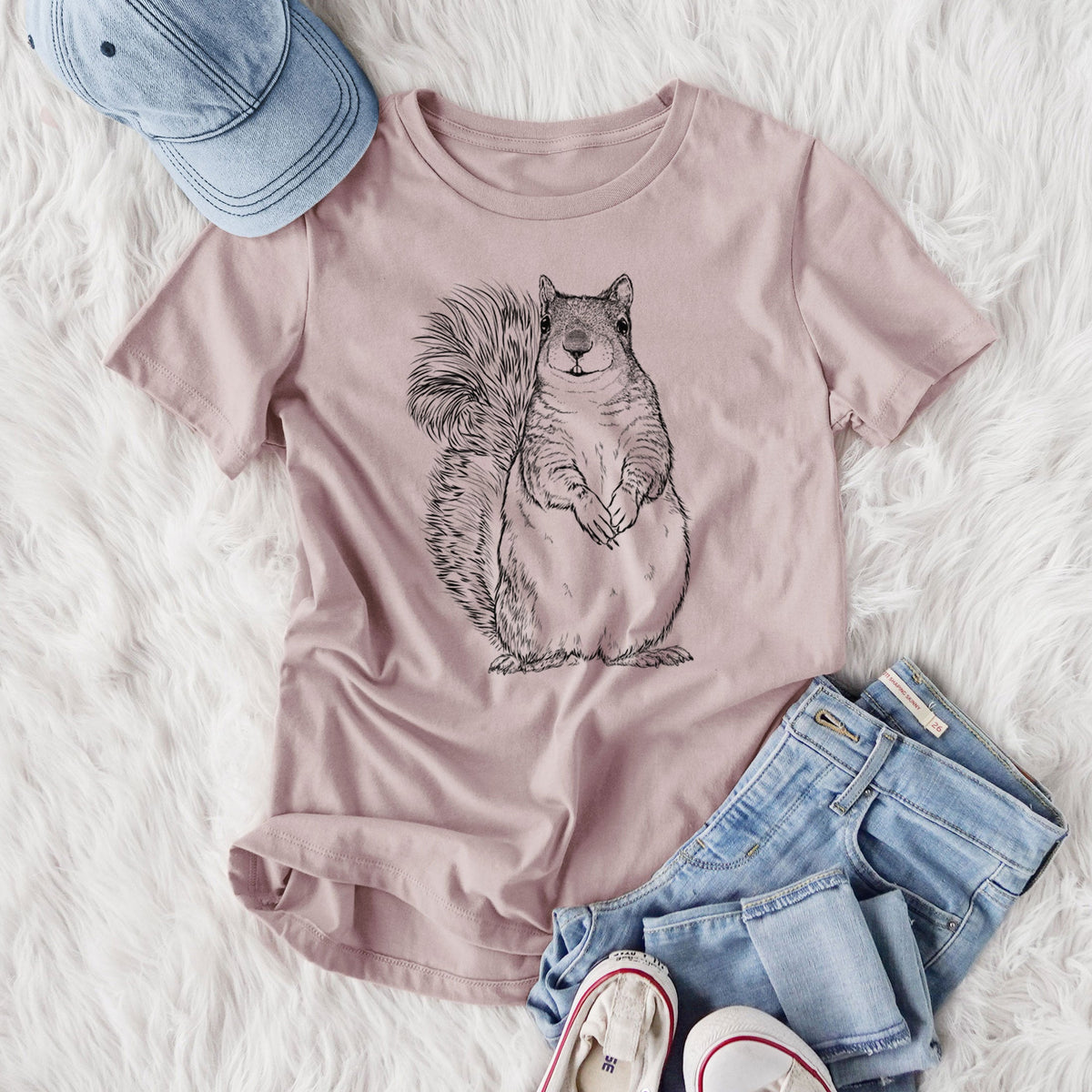 Western Grey Squirrel - Sciurus griseus - Women's Lightweight Relaxed Fit 100% Cotton Crewneck