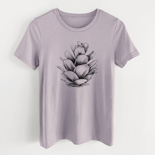 Tsuga heterophylla - Western Hemlock Pine Cone - Women's Lightweight Relaxed Fit 100% Cotton Crewneck