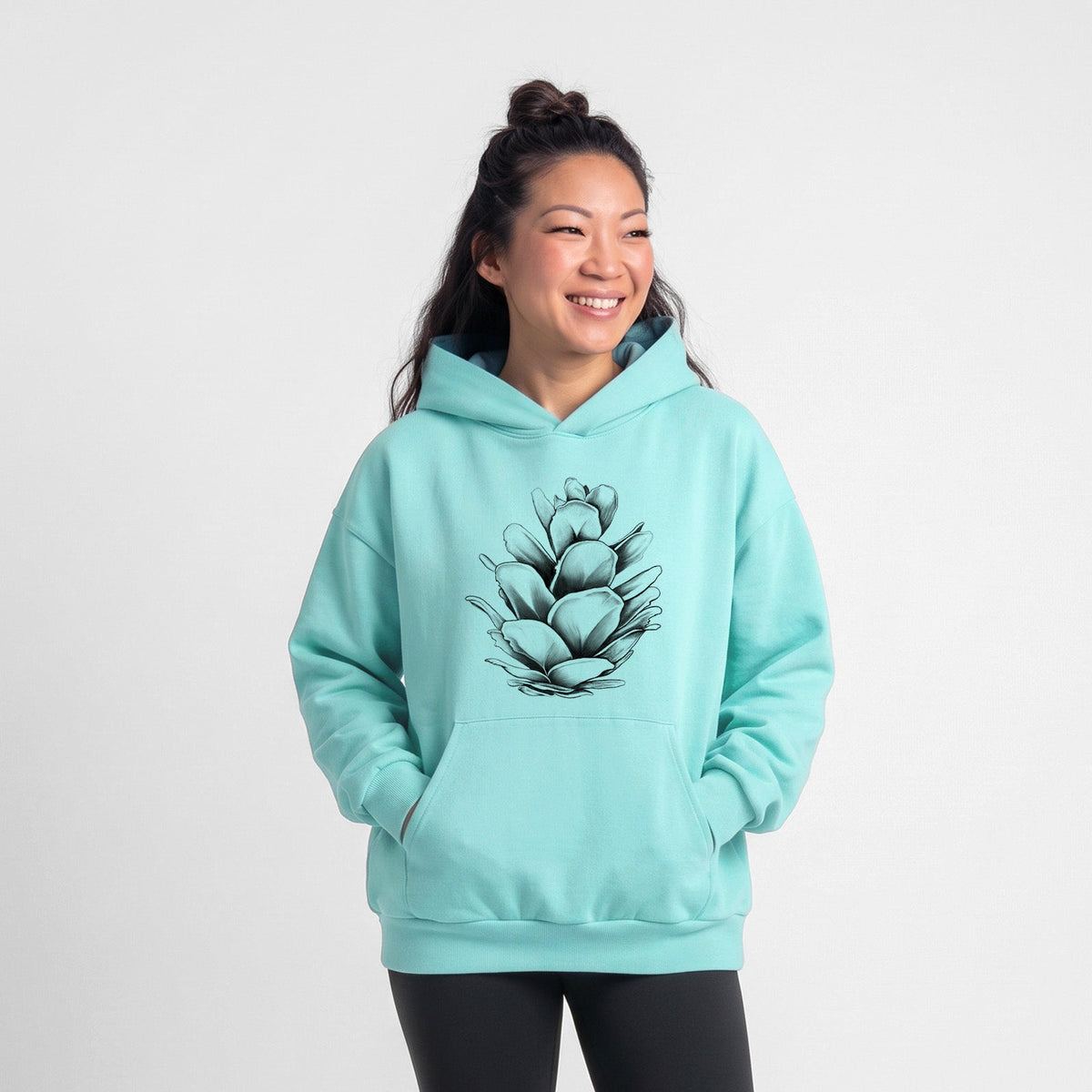 Tsuga heterophylla - Western Hemlock Pine Cone  - Statement Midweight Hoodie