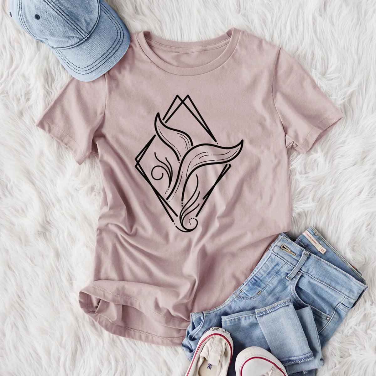 Whale Diamond - Women's Lightweight Relaxed Fit 100% Cotton Crewneck