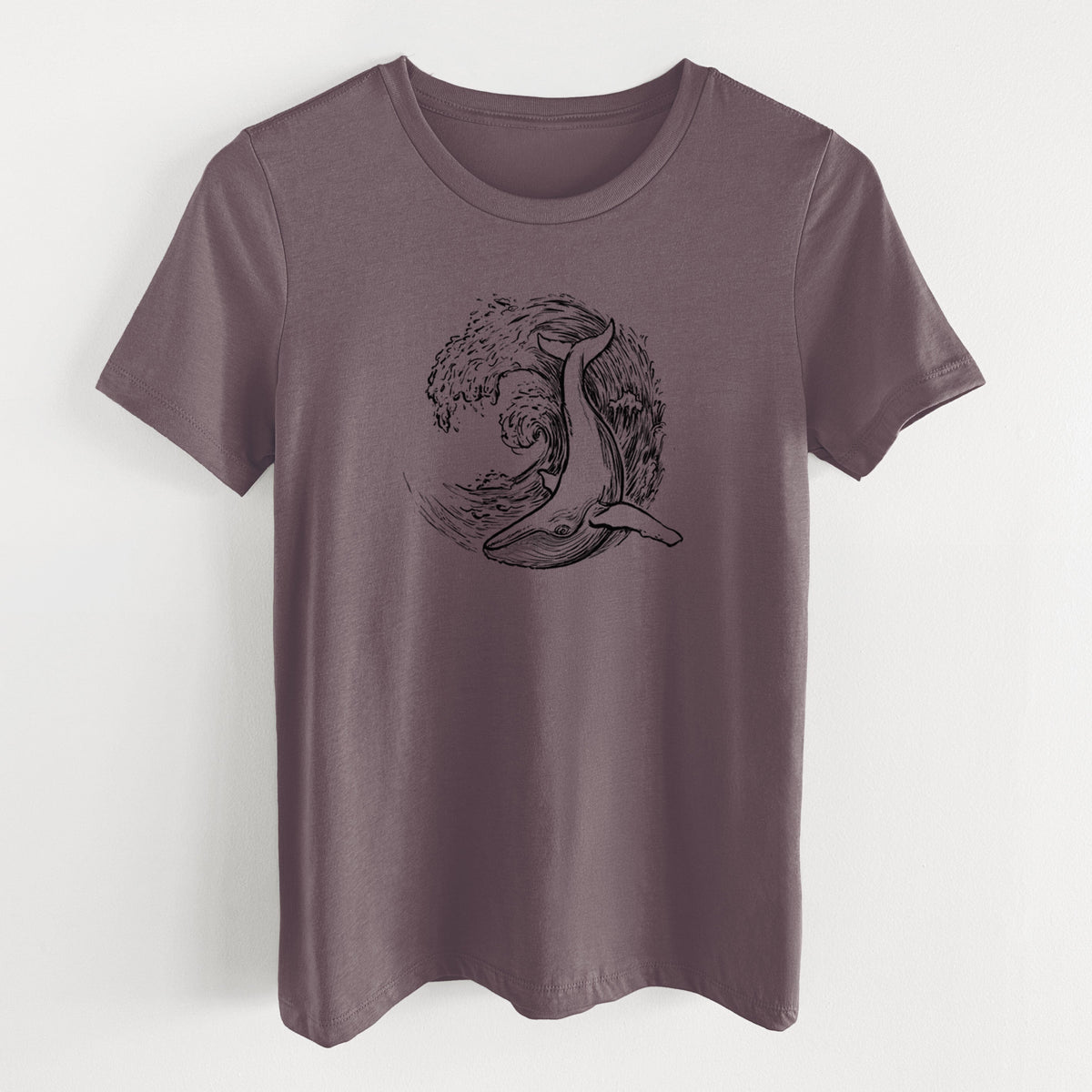 Whale Wave - Women's Lightweight Relaxed Fit 100% Cotton Crewneck