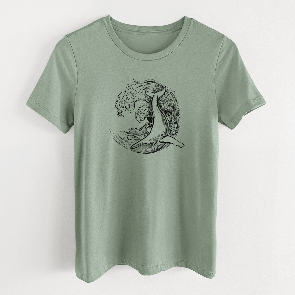 Whale Wave - Women's Lightweight Relaxed Fit 100% Cotton Crewneck