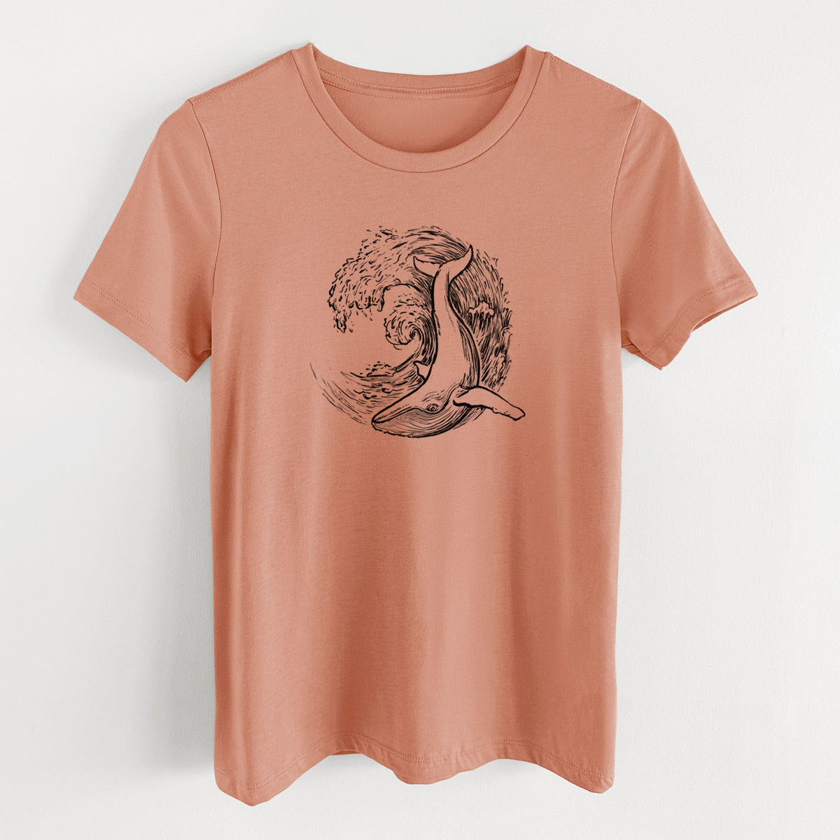 Whale Wave - Women's Lightweight Relaxed Fit 100% Cotton Crewneck