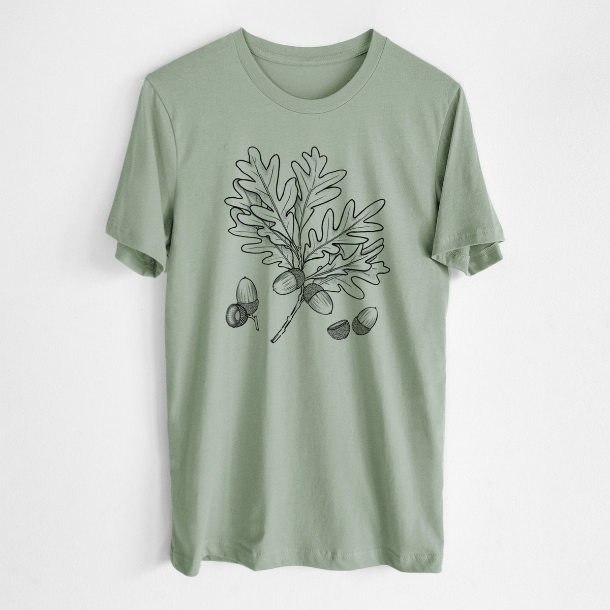White Oak Branch with Acorns - Quercus alba - Lightweight 100% Cotton Unisex Crewneck