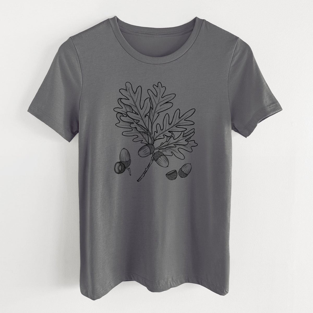White Oak Branch with Acorns - Quercus alba - Women's Lightweight Relaxed Fit 100% Cotton Crewneck