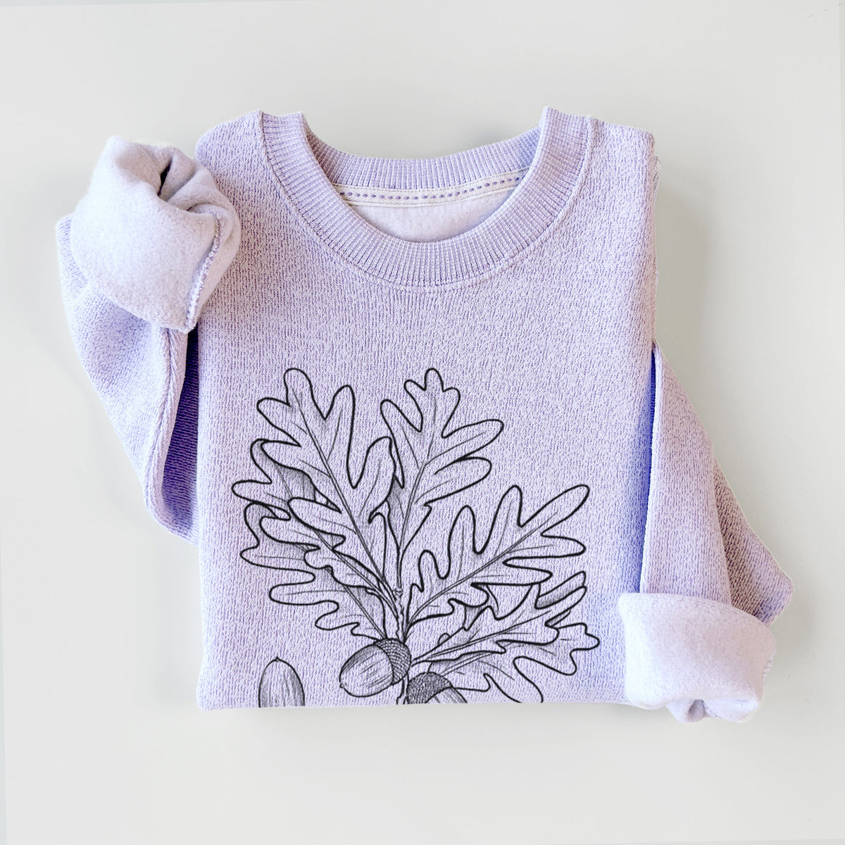 White Oak Branch with Acorns - Quercus alba - Knit Sweatshirt