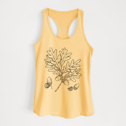 White Oak Branch with Acorns - Quercus alba - Women's Racerback Tanktop