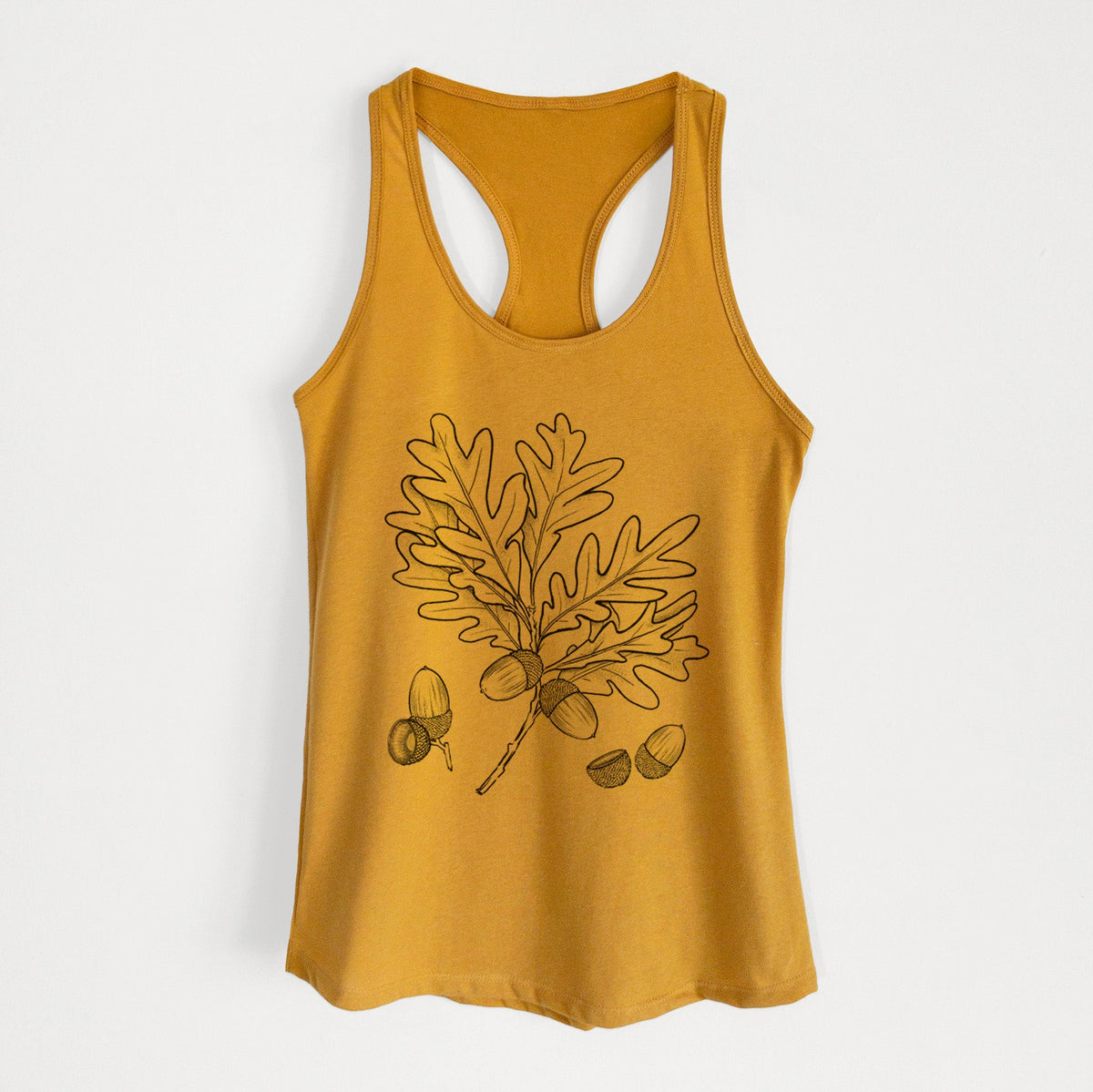 White Oak Branch with Acorns - Quercus alba - Women's Racerback Tanktop
