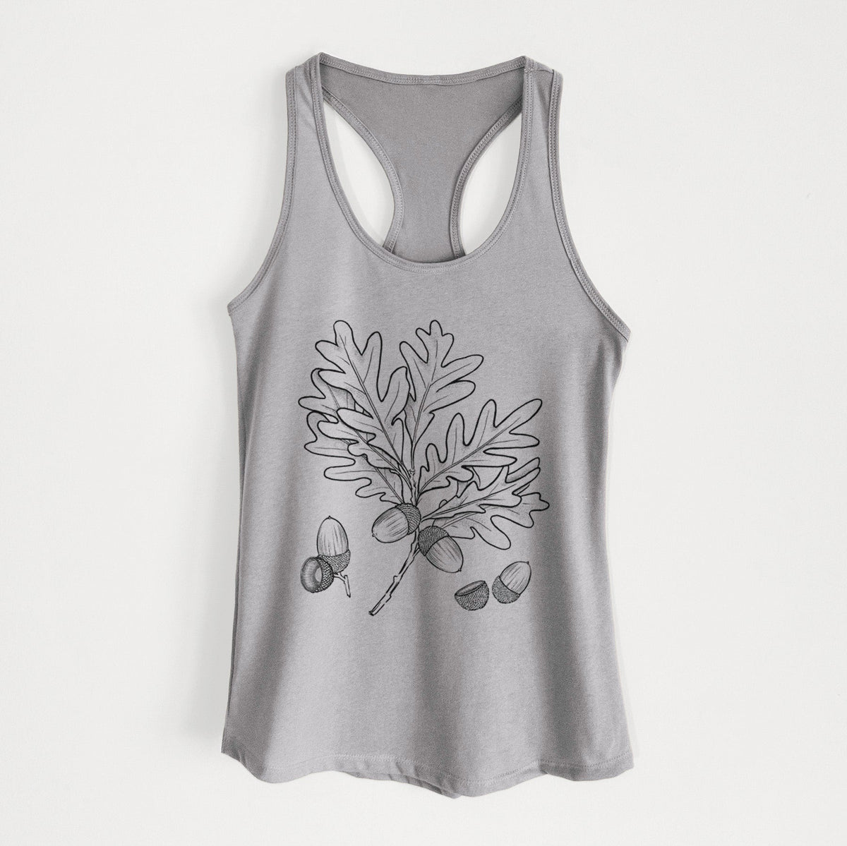 White Oak Branch with Acorns - Quercus alba - Women's Racerback Tanktop