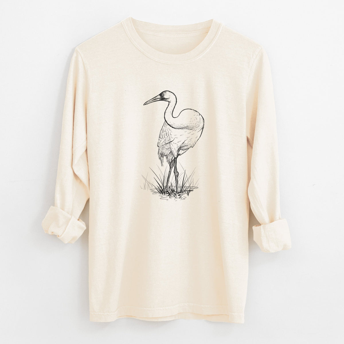 Whooping Crane - Grus americana - Unisex Comfort Colors 100% Cotton Long Sleeve