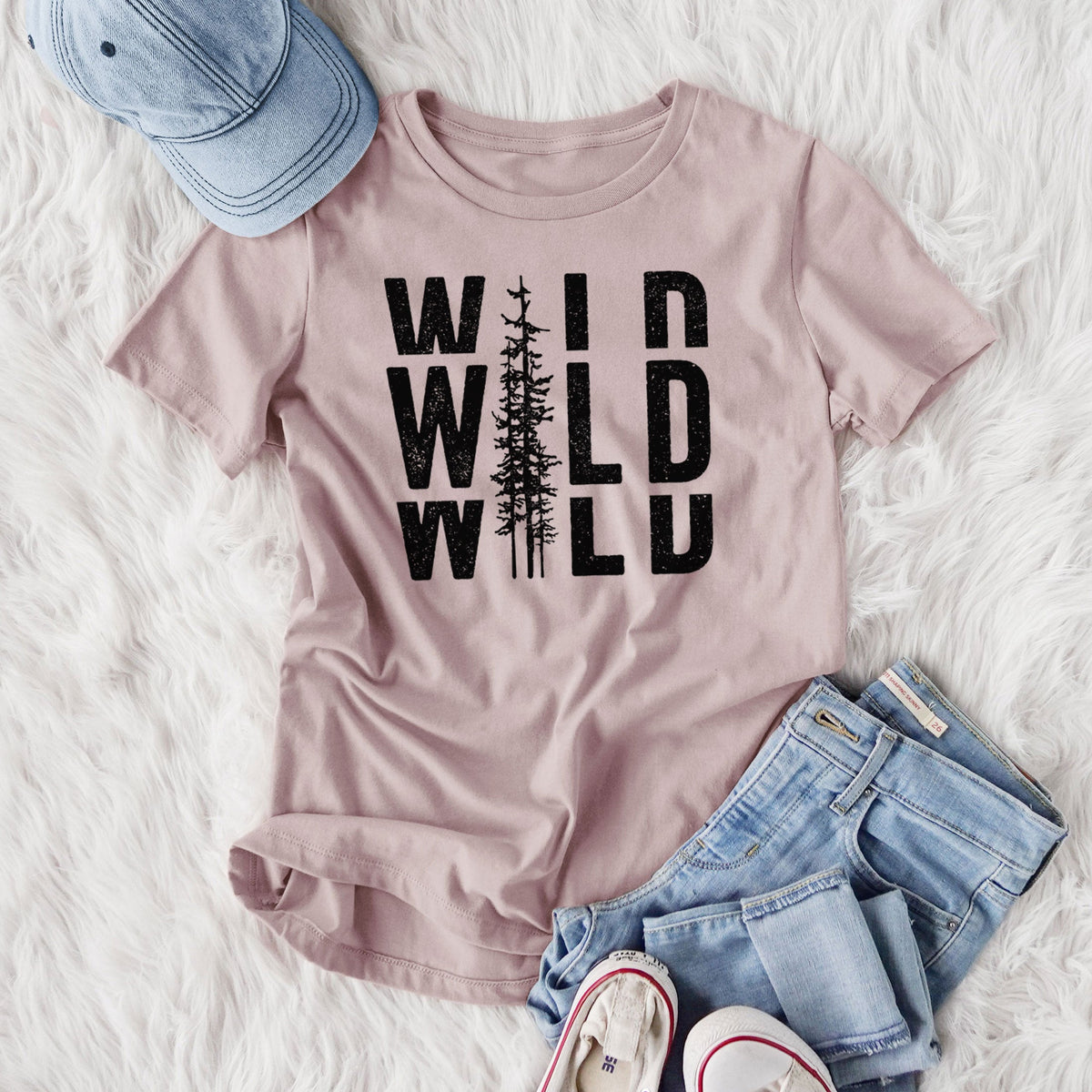 Wild - Women's Lightweight Relaxed Fit 100% Cotton Crewneck