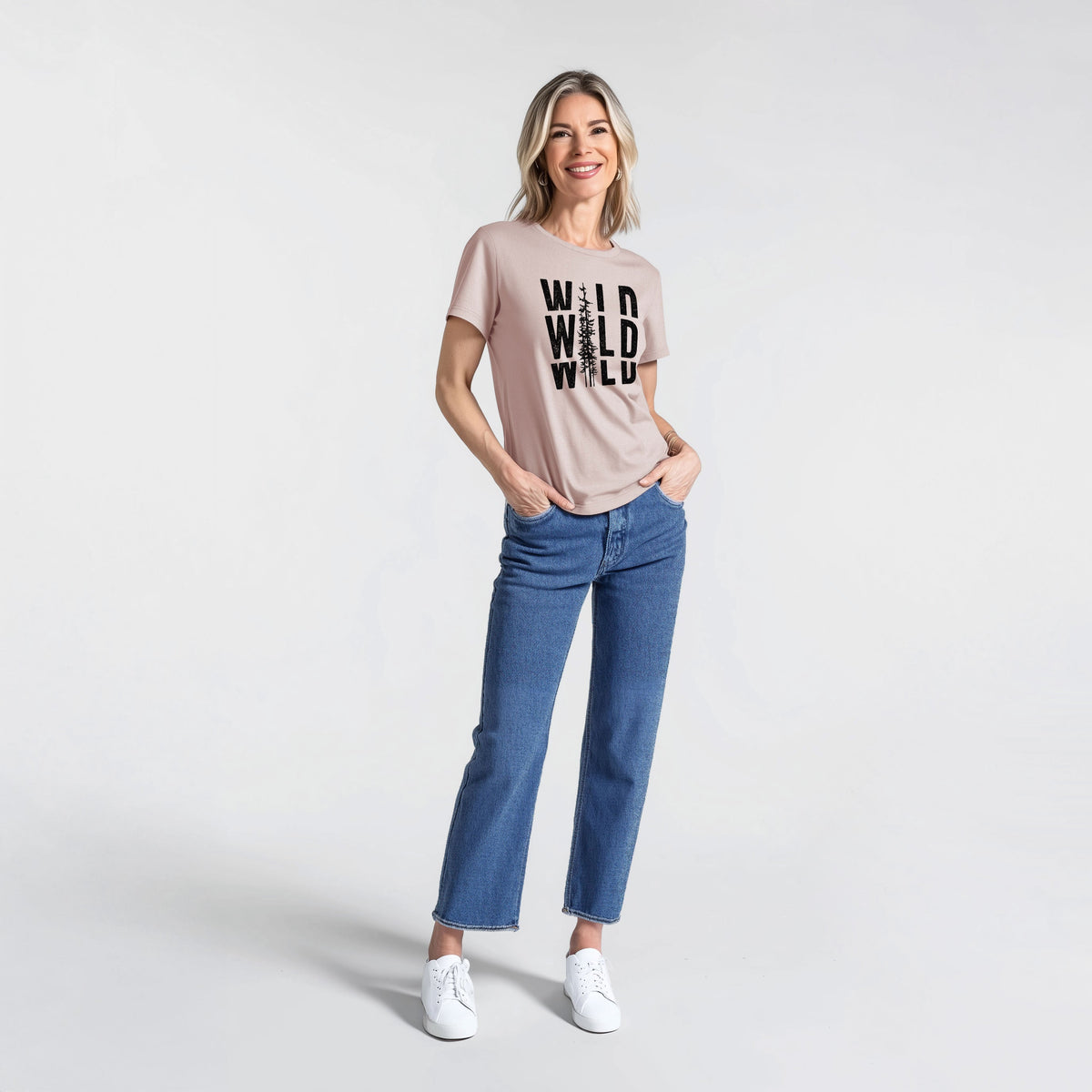 Wild - Women's Lightweight Relaxed Fit 100% Cotton Crewneck