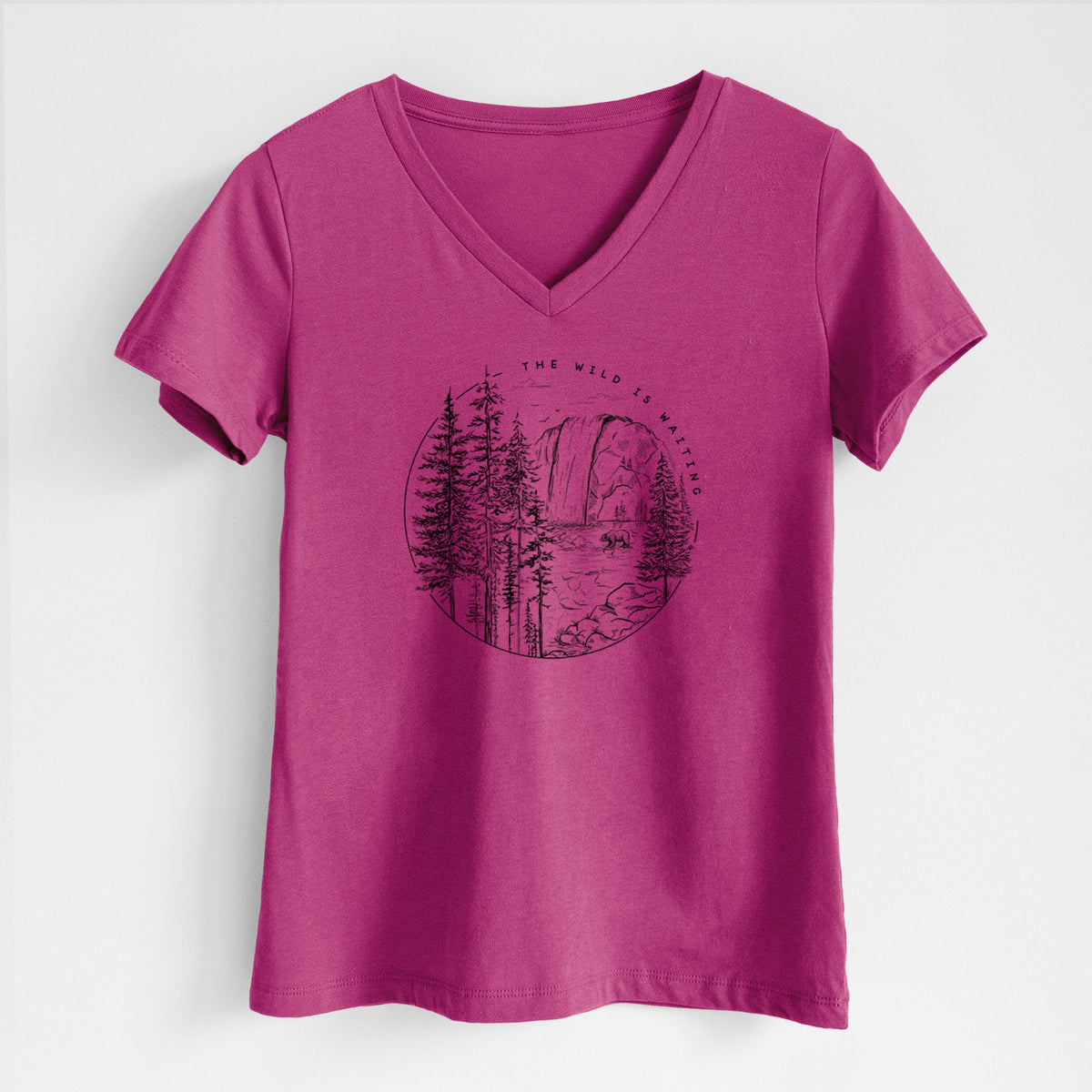 The Wild is Waiting - Women's Lightweight Relaxed Fit 100% Cotton V-neck