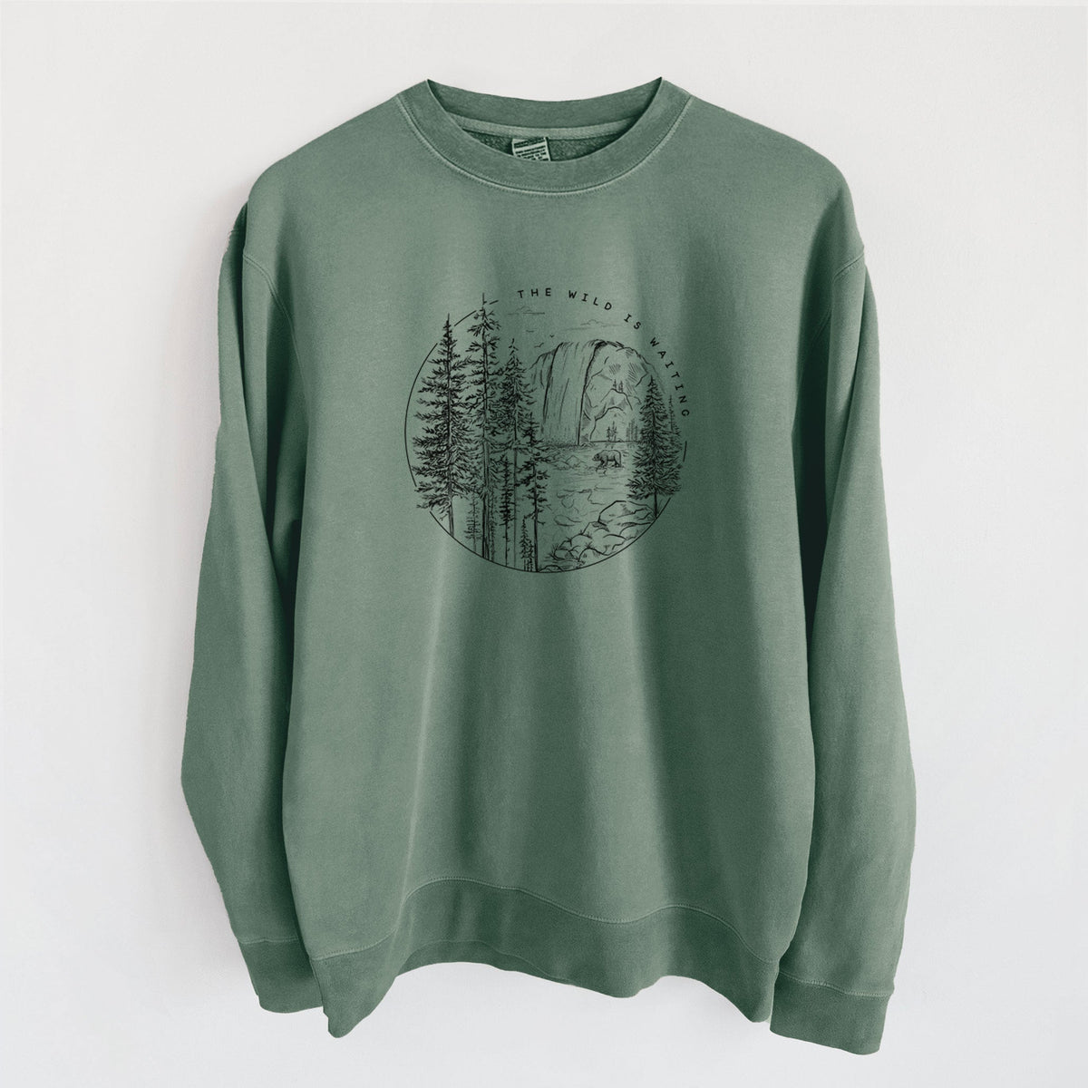The Wild is Waiting - Unisex Pigment Dyed Crew Sweatshirt