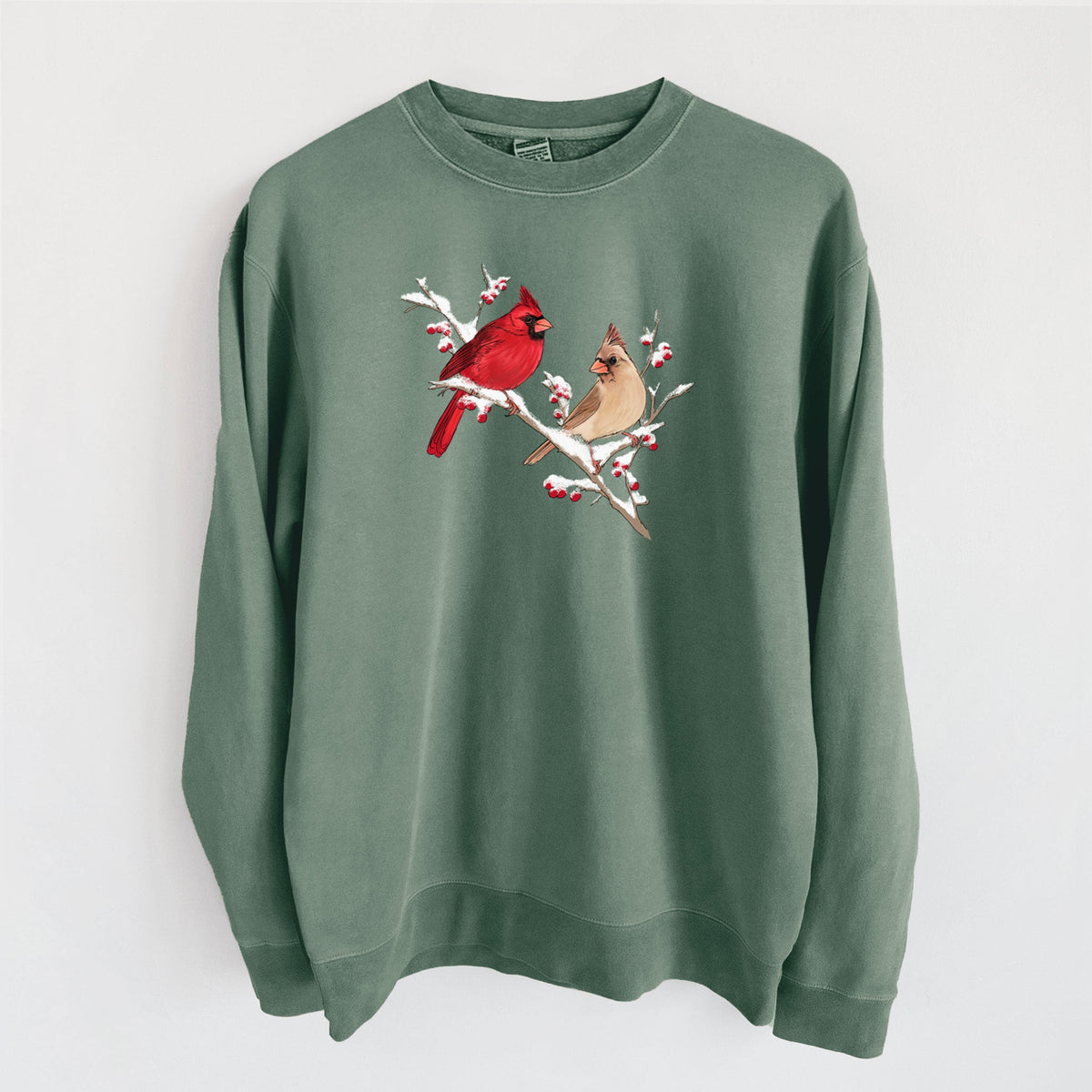 Winter Cardinals - Unisex Pigment Dyed Crew Sweatshirt
