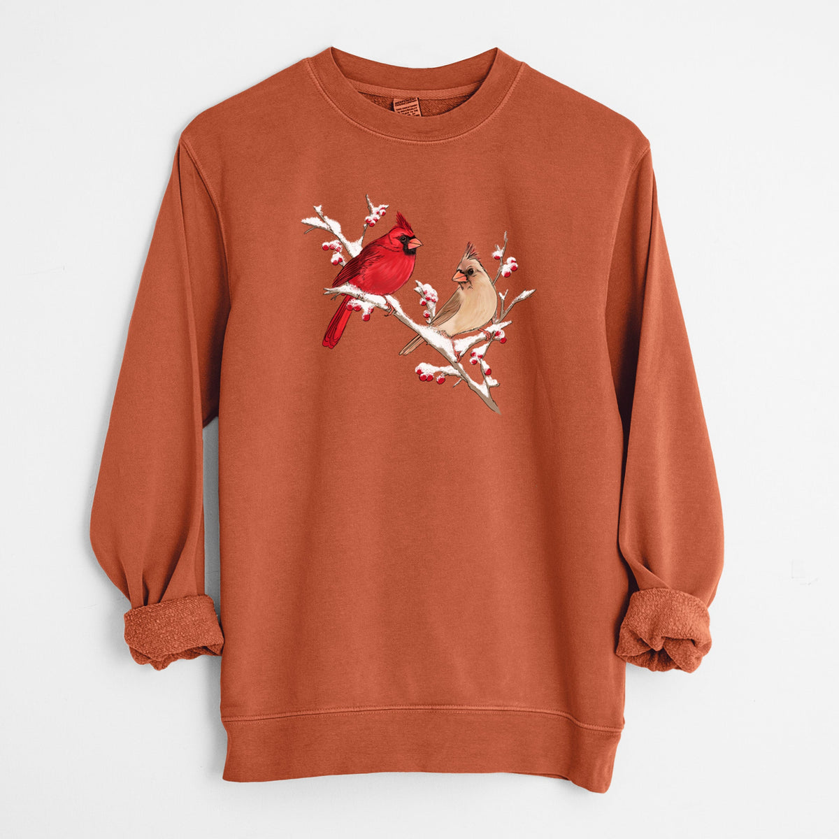 Winter Cardinals - Unisex Pigment Dyed Crew Sweatshirt