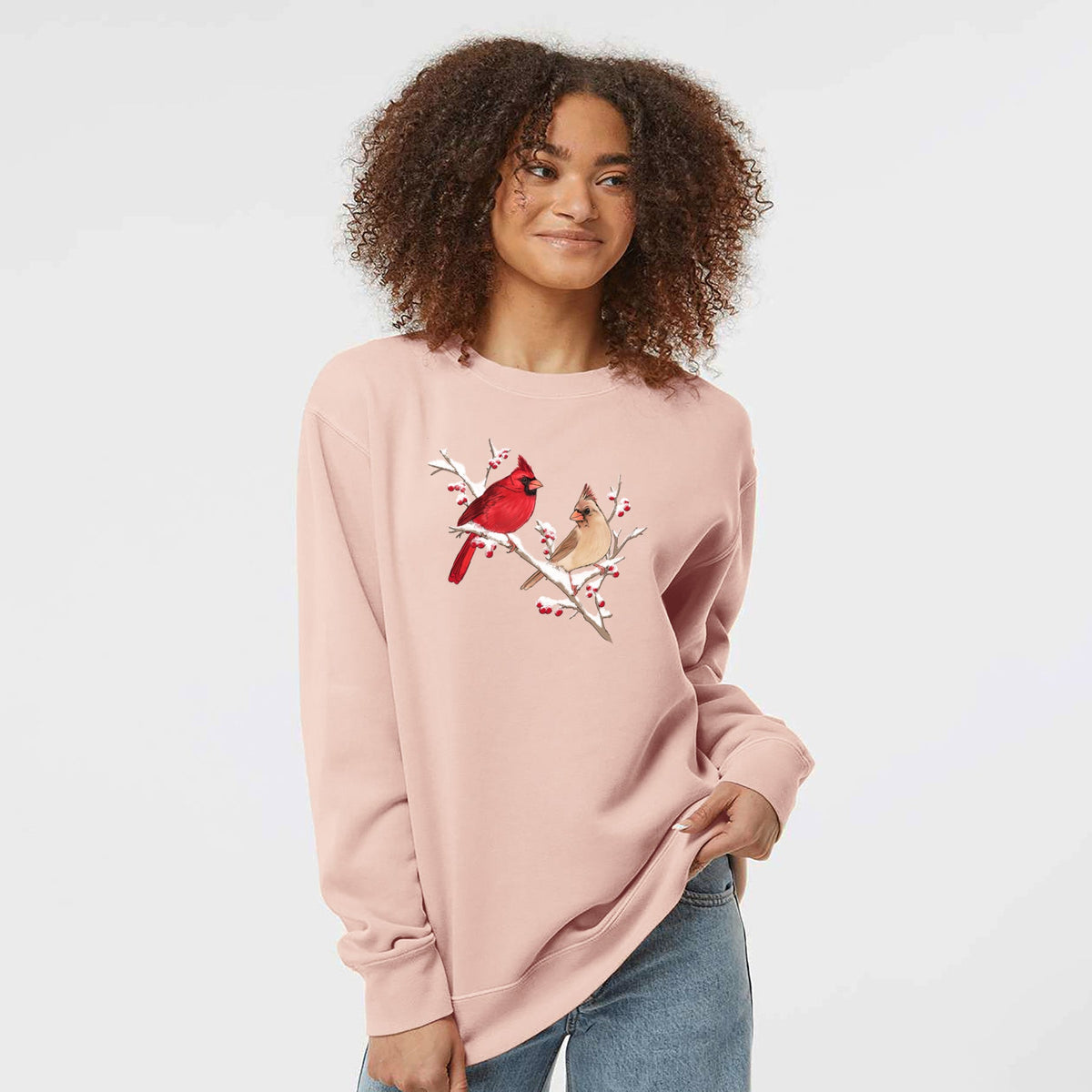 Winter Cardinals - Unisex Pigment Dyed Crew Sweatshirt