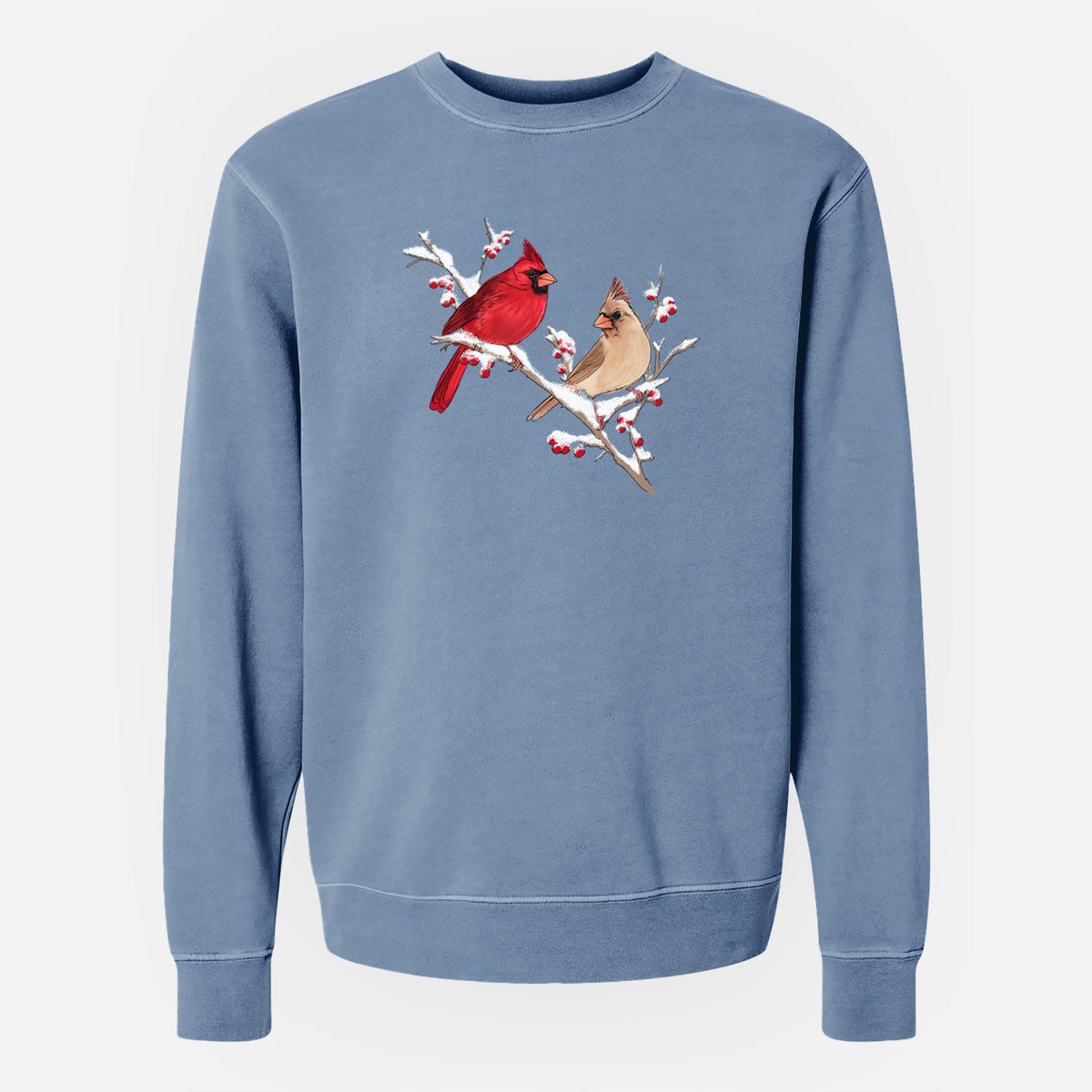 Winter Cardinals - Unisex Pigment Dyed Crew Sweatshirt