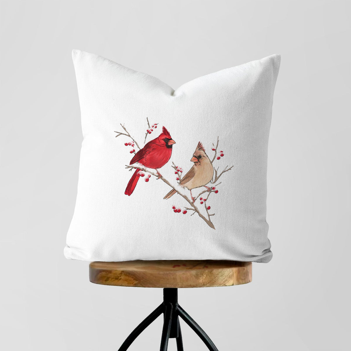 Winter Cardinals - Throw Pillow Cover