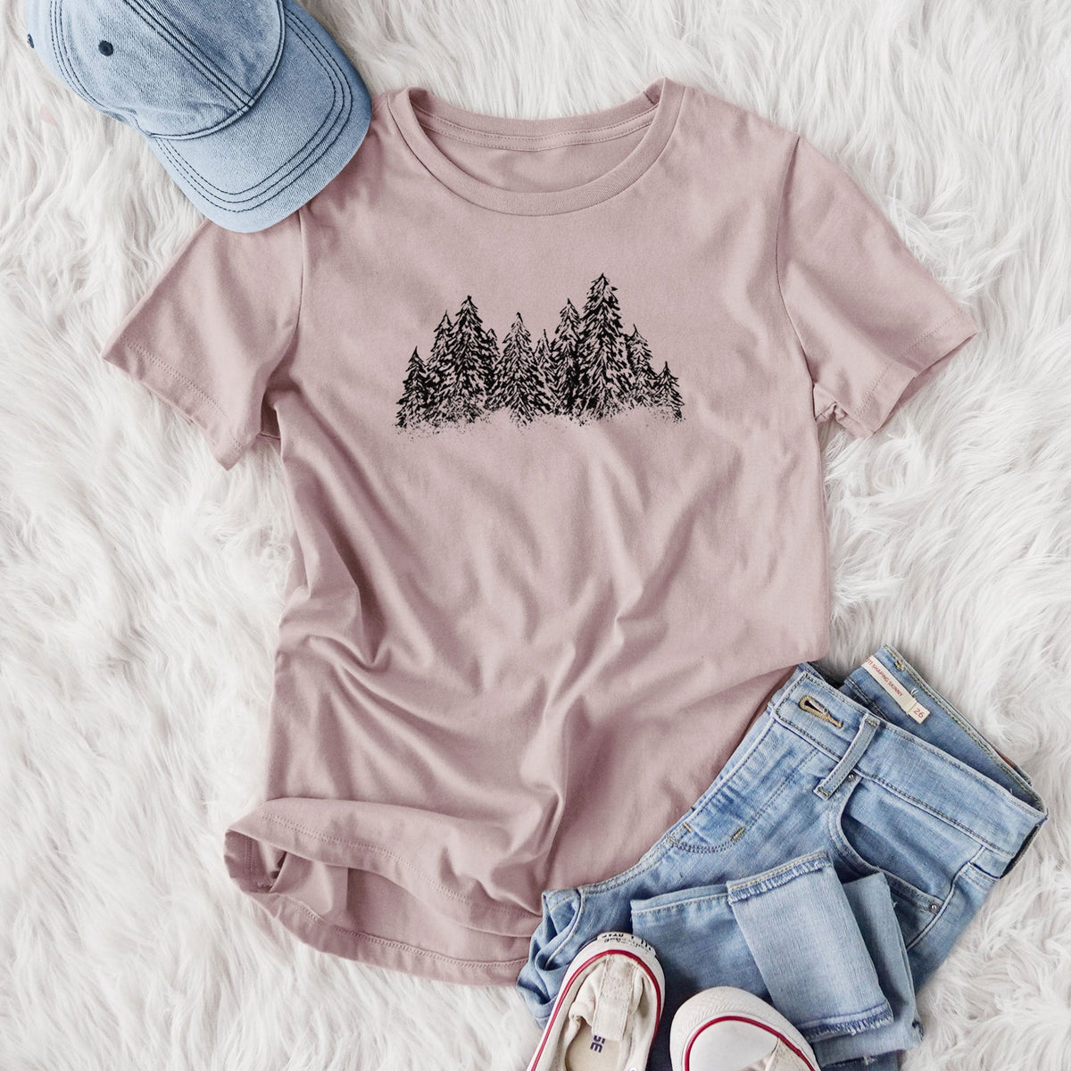 Winter Evergreens - Women's Lightweight Relaxed Fit 100% Cotton Crewneck