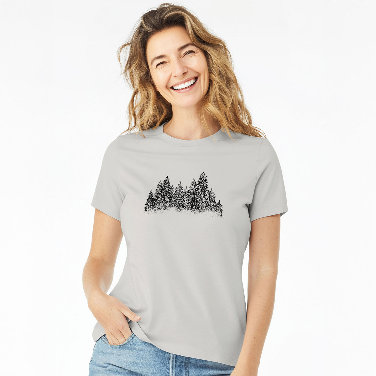 Winter Evergreens - Women's Lightweight Relaxed Fit 100% Cotton Crewneck