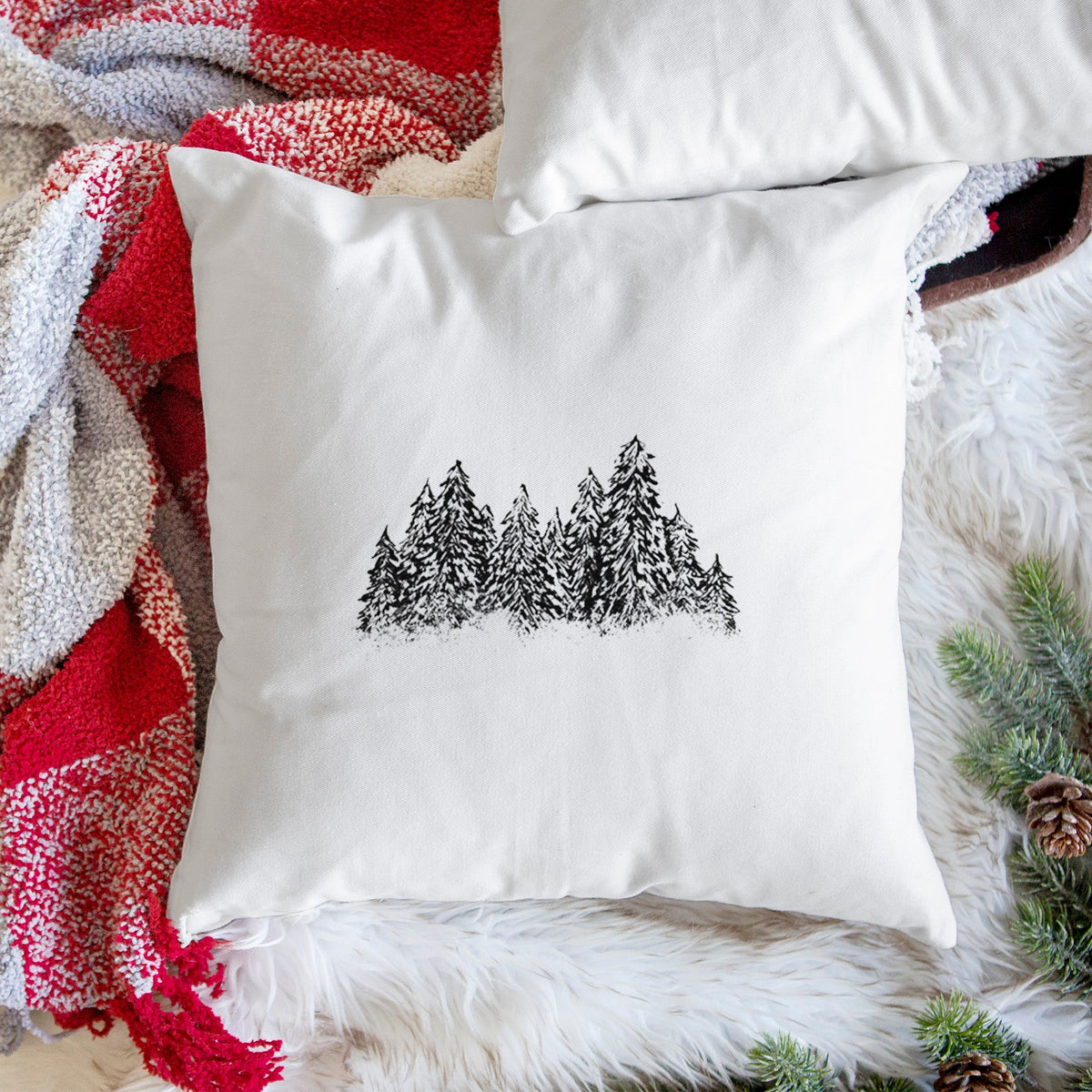 Winter Evergreens - Throw Pillow Cover