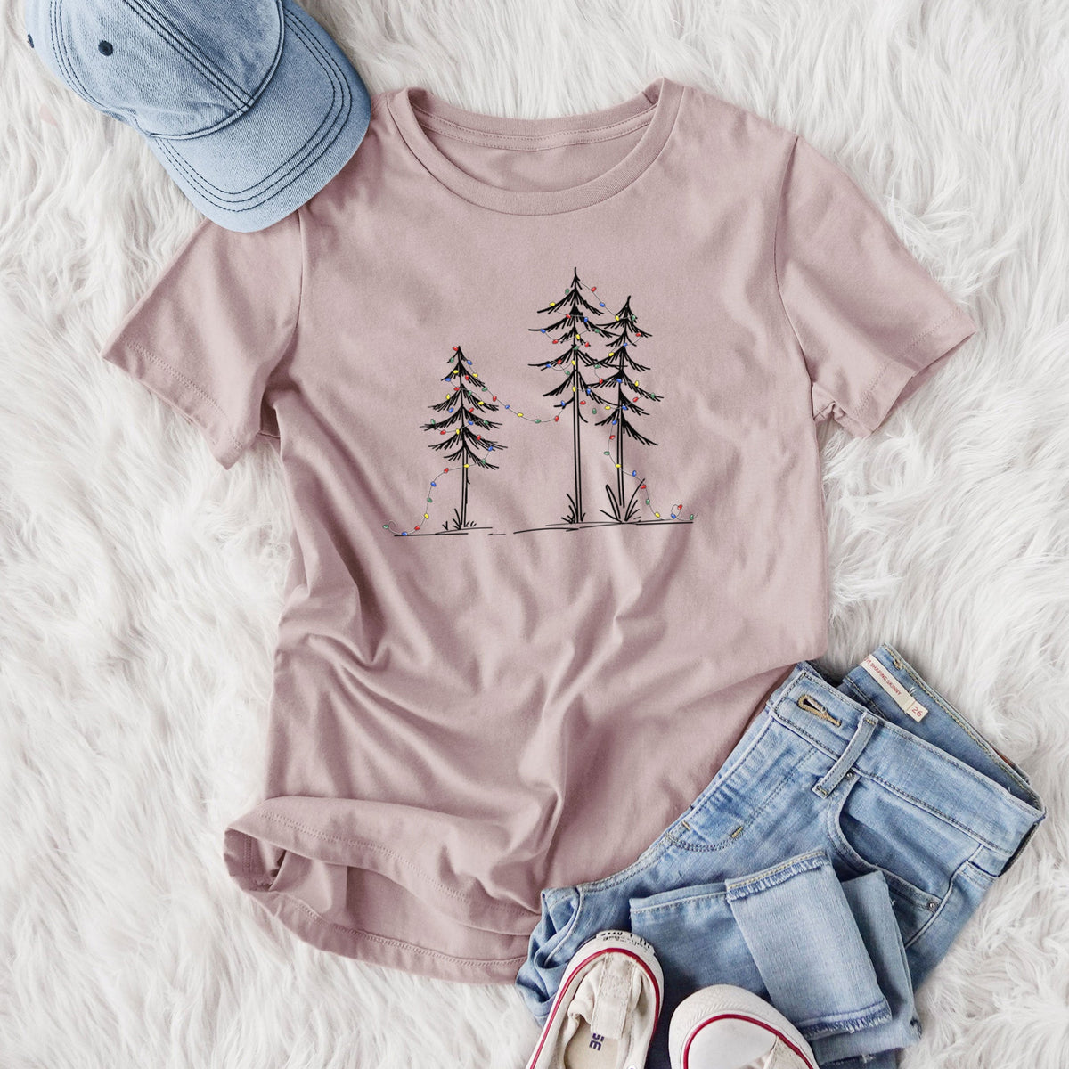 Christmas Deck the Pines - Women's Lightweight Relaxed Fit 100% Cotton Crewneck