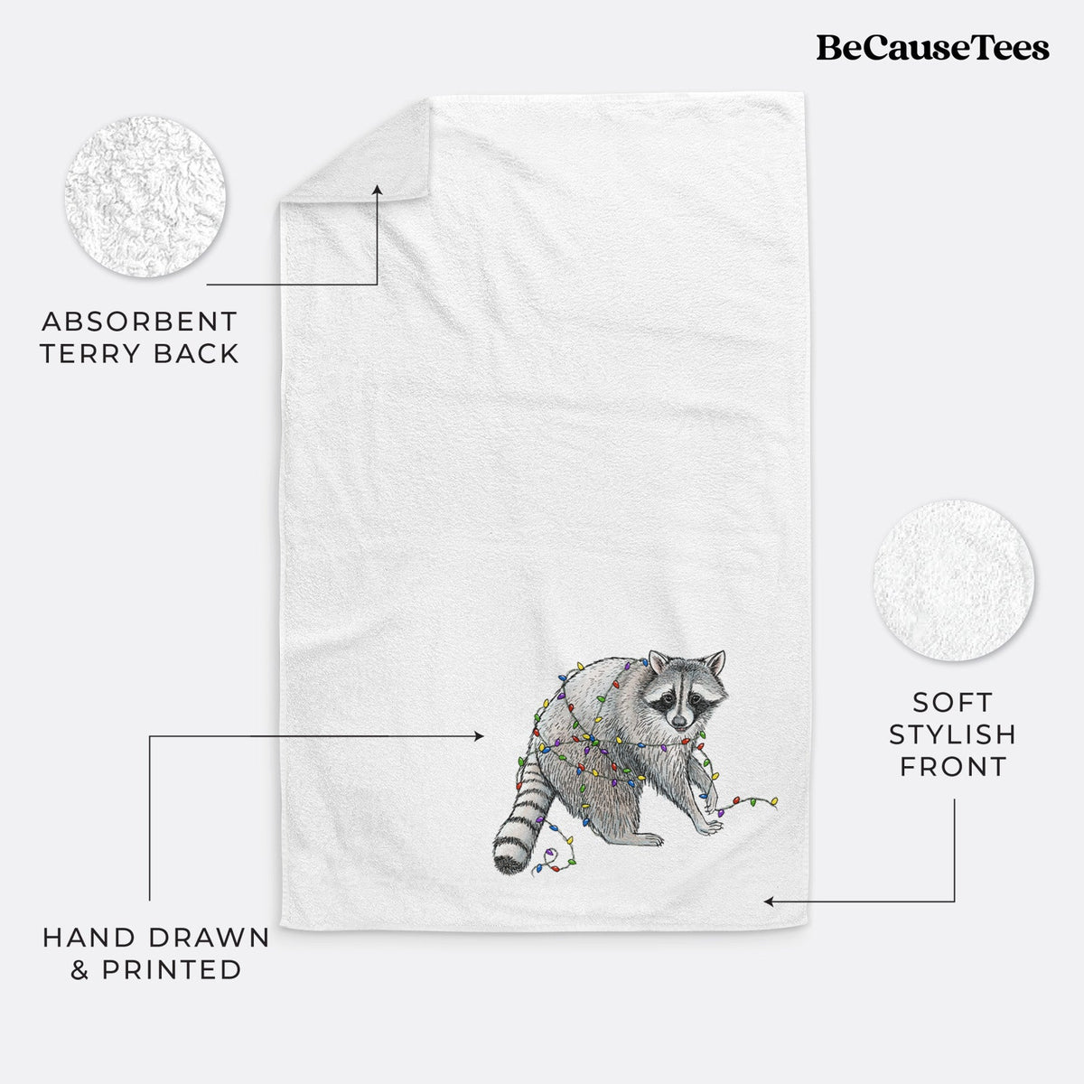 Christmas Raccoon Premium Hand Towel