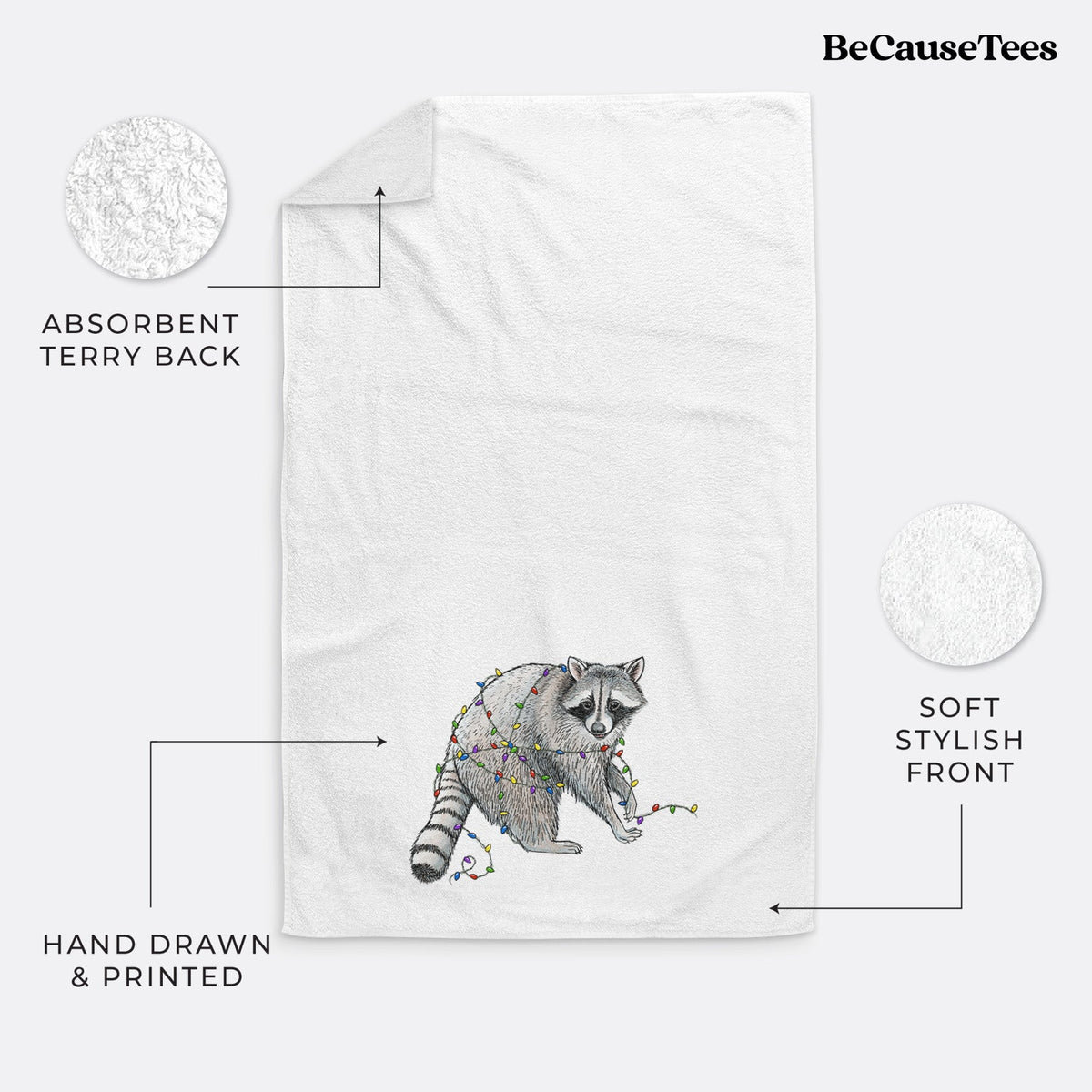 Christmas Raccoon Premium Hand Towel