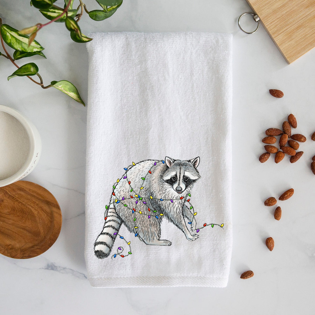 Christmas Raccoon Premium Hand Towel