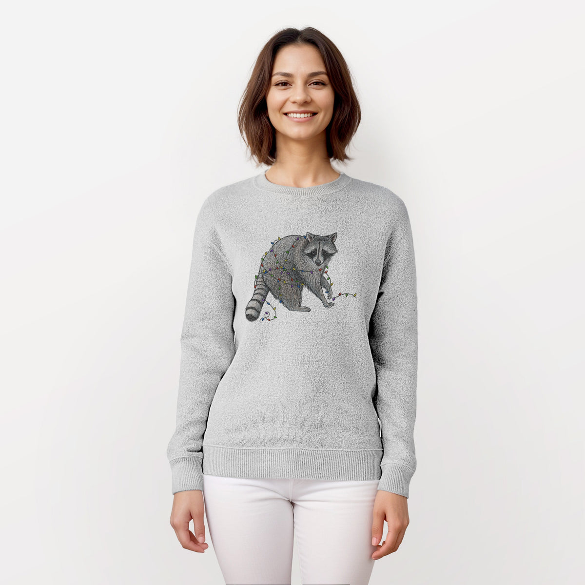 Christmas Raccoon - Knit Sweatshirt