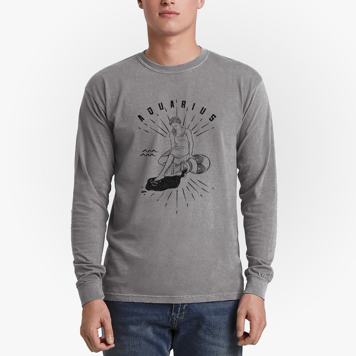 Aquarius - Water Bearer - Men's Heavyweight 100% Cotton Long Sleeve