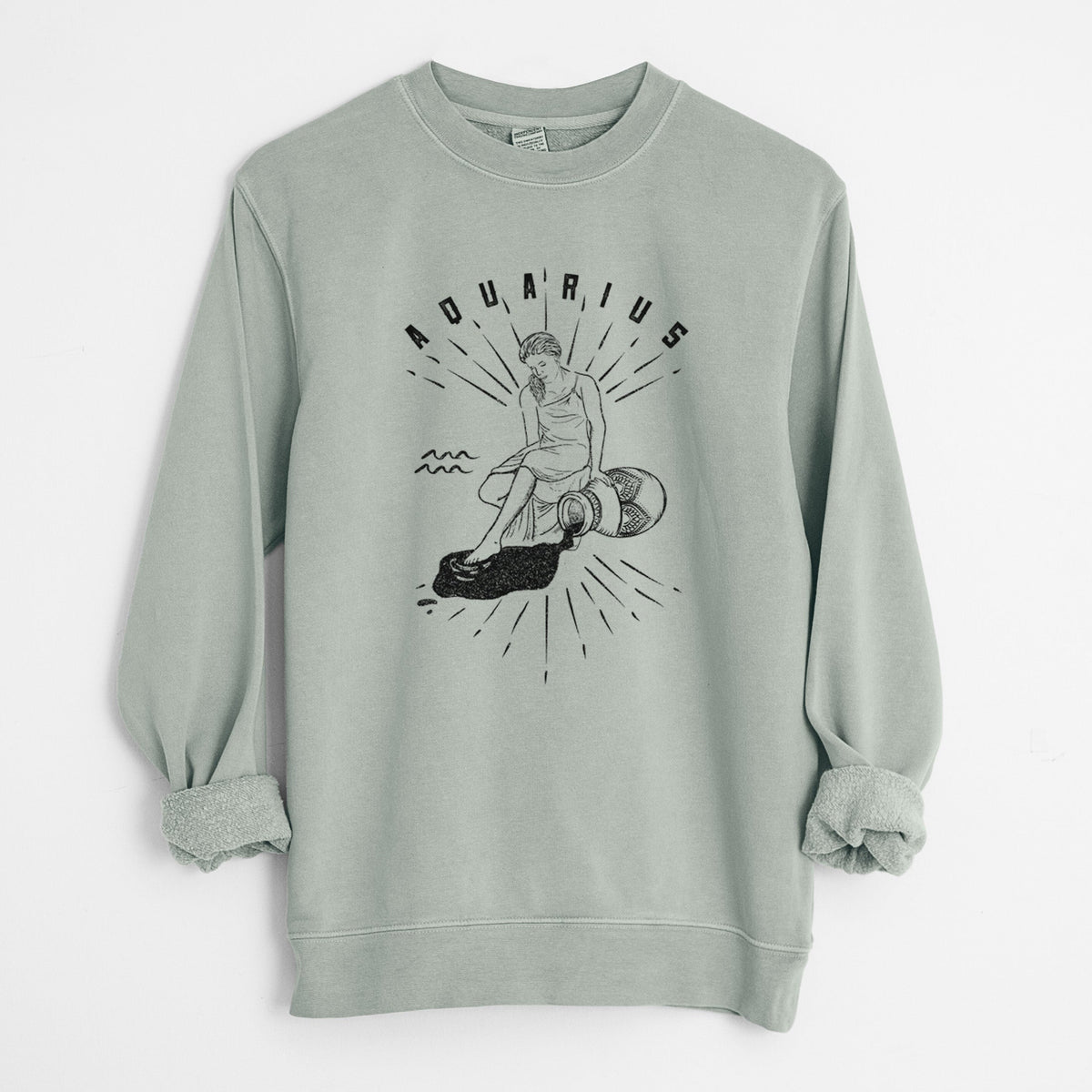 Aquarius - Water Bearer - Unisex Pigment Dyed Crew Sweatshirt