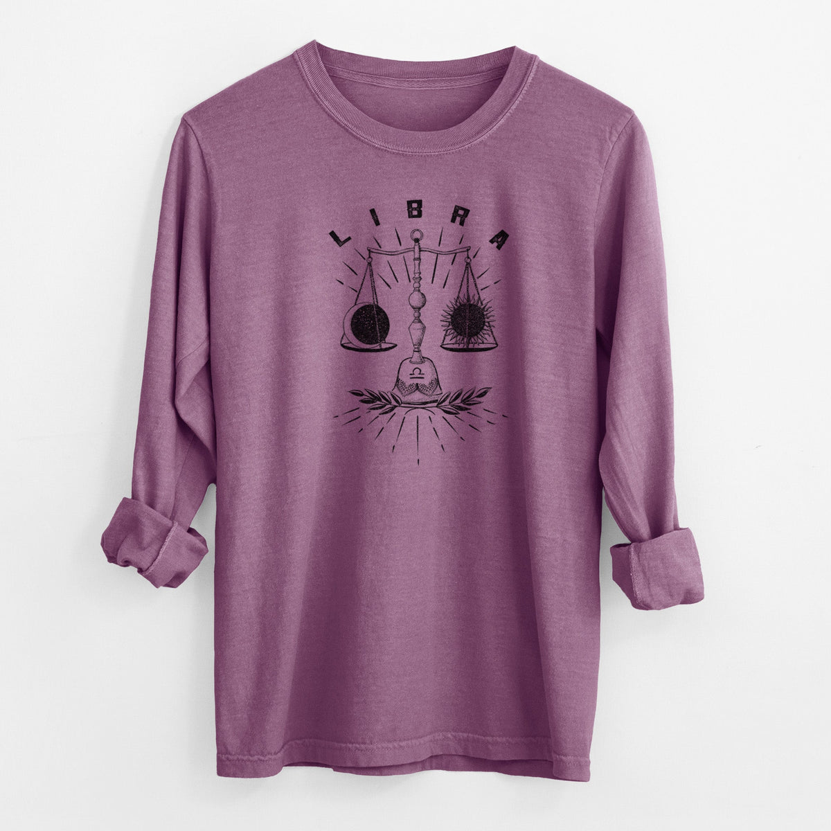 Libra - Balanced Scales - Men's Heavyweight 100% Cotton Long Sleeve