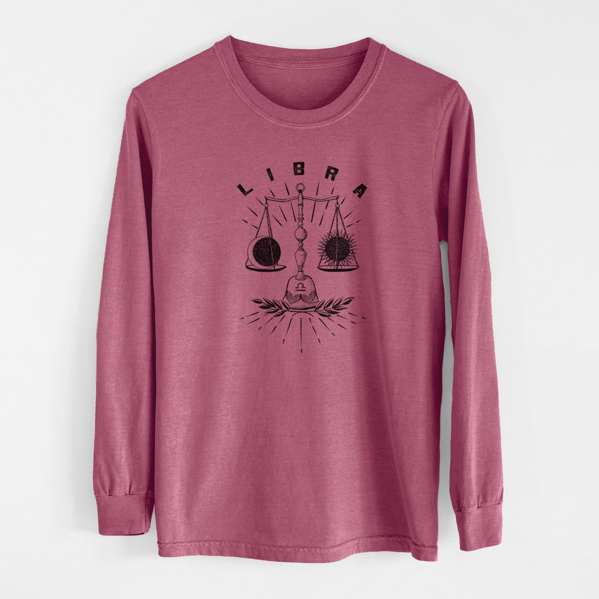 Libra - Balanced Scales - Men's Heavyweight 100% Cotton Long Sleeve
