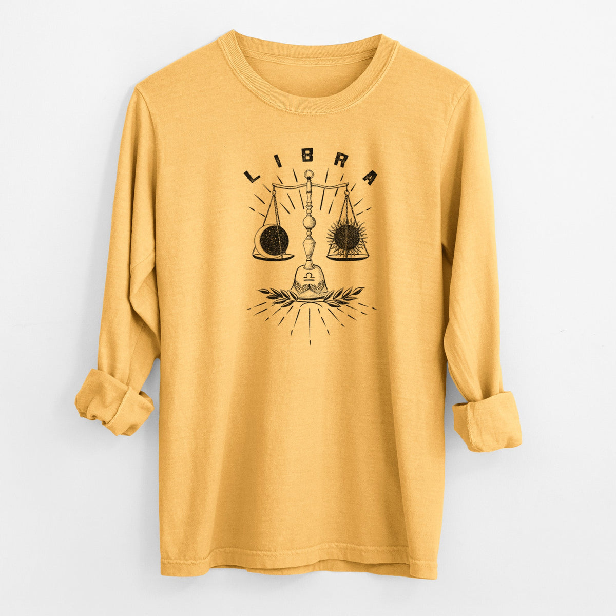 Libra - Balanced Scales - Men's Heavyweight 100% Cotton Long Sleeve